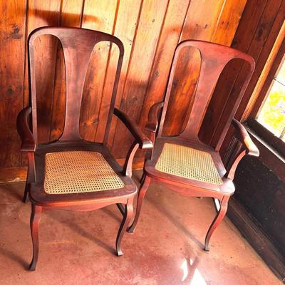 (2) Wicker Seat Captains Chairs 