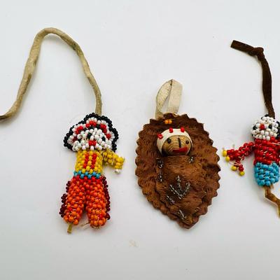 (3) Native American Beaded Figures