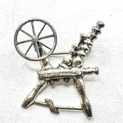 Sterling Silver Spinning Wheel Brooch Jewelry