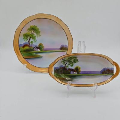 (2) Hand Painted Nippon Dishes