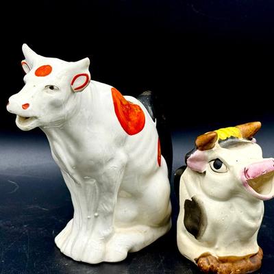 (2) Adorable Vintage Cow Pitchers 