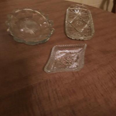 Sale Photo Thumbnail #47: Three small vintage glass dishes, decorative