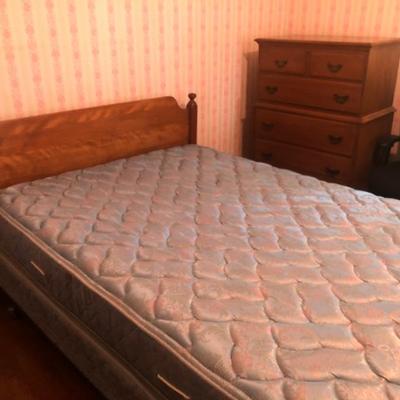Vintage 1930’s double bed, maple, both headboard and footboard