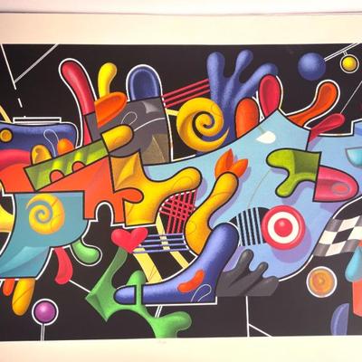 Sale Photo Thumbnail #64: The image displays "Life in the Fast Lane," a limited-edition color serigraph by American-Kazakhstani artist Yankel Ginzburg (b. 1945). 