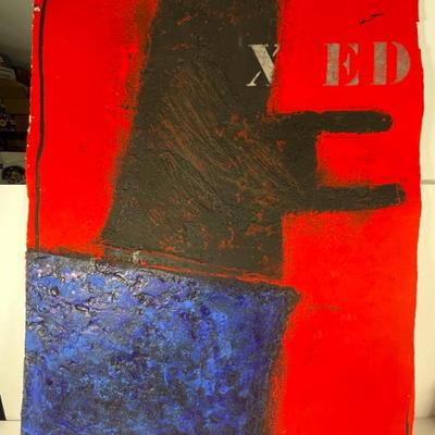 Sale Photo Thumbnail #66: The image displays a carborundum etching by French artist James Coignard (1925-2008). 
Coignard was known for his abstract compositions and innovative use of mixed media, particularly carborundum etchings. 
