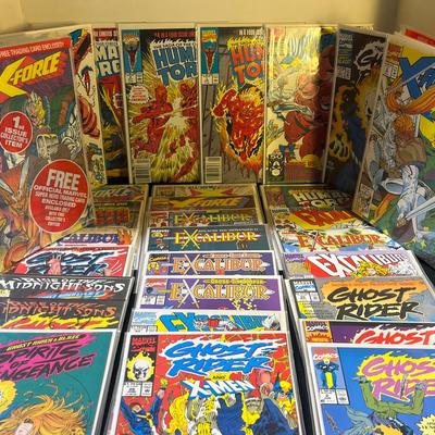 Vintage 90s Marvel Comic Books ~ X-Force, Human Torch, Excalibur, Midnight Sons, & Ghost Rider