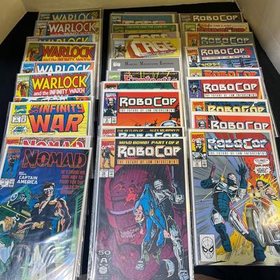 Vintage Comic Books ~ Warlock and the Infinity Watch, The Infinity War, Nomad, & RoboCop
