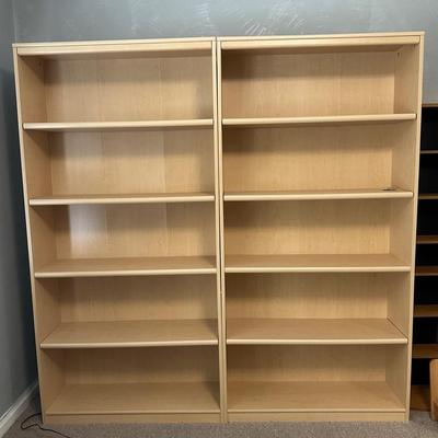 Set Of Two Bush Brand Tall Blonde Bookcases 