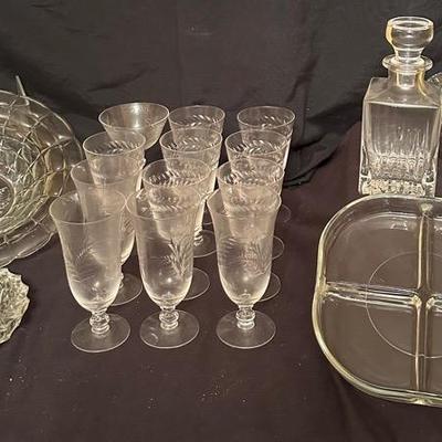 Clear Glassware Lot- Drinkware, Decanter, Etc. 
