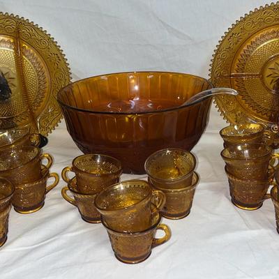 Amber Tiara Punch Bowl Set – 29 Pieces