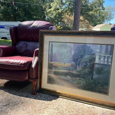Burgundy Recliner With Print 