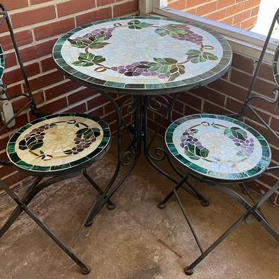 Mosaic Tile Table (2) Chairs 