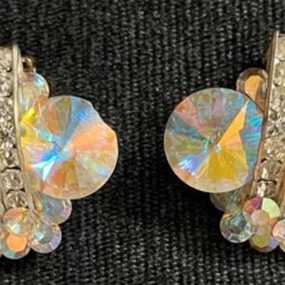 Stefanie Somers Crystal Cluster Clip On Earrings