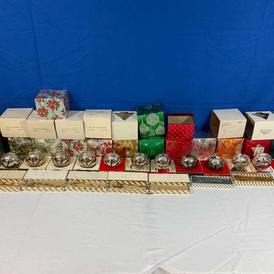 Wallace Silversmiths Collection Of Silver Bells and Candy canes 