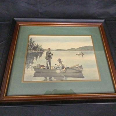  2 Men Fishing Watercolor Print