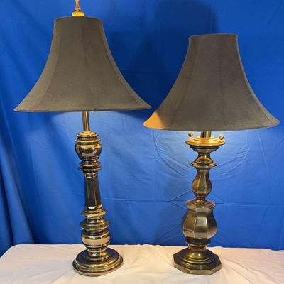 Pair of Heavy Brass Table Lamps – 32" & 35"