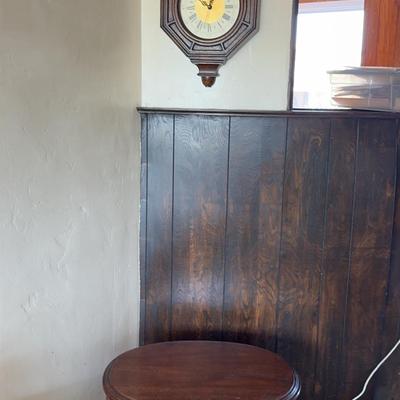 Antique Wall Clock & Stacking End Table Set