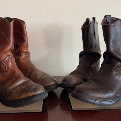2 Pairs Men’s Brown Leather Work / Cowboy Boots 
