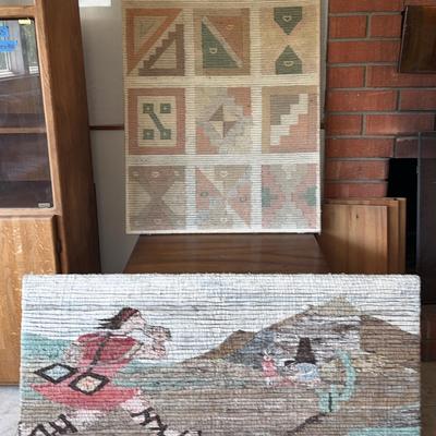2 XL Native Inspired Woven Wool Tapestry Wall Art
