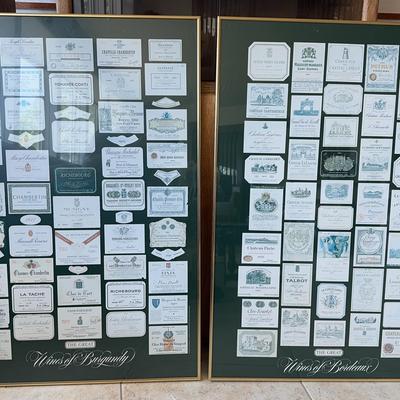 Extra Large Gold Framed Vintage Wine Label Art