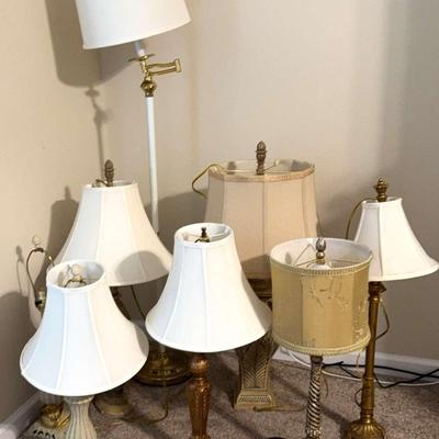 Set of Decorative Table & Floor Lamps with Shades