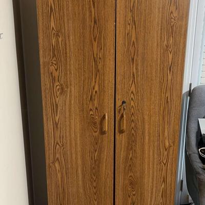 Woodgrain Storage Cabinet with Double Doors