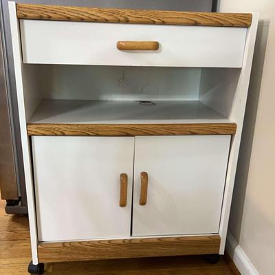 Rolling White Kitchen Storage Cabinet