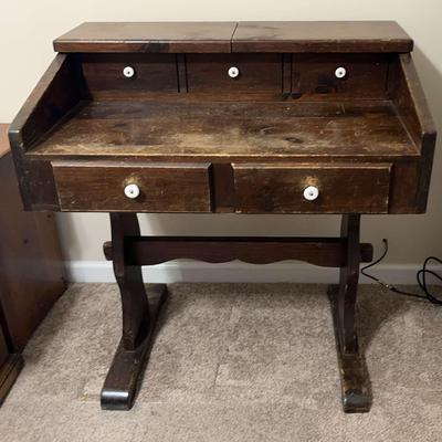 Rustic Wooden Writing Desk with Drawers