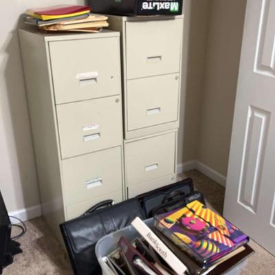 Metal Filing Cabinets with Office Supplies