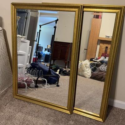 Stanley Monarch Gold Framed Beveled Wall Mirrors
