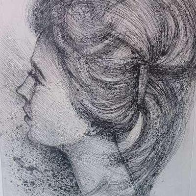 Artwork Untitled Woman Profile Etching
