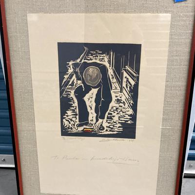 Custom Framed Lithograph Hans Burkhardt