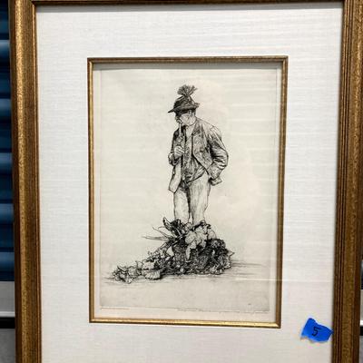 Original Custom Framed Art attributed to Paul Geissler