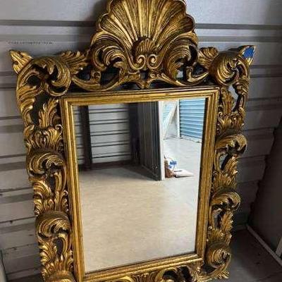 Ornate Carved Gold-Tone Mirror