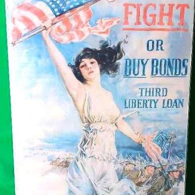 Framed Poster "Fight Or Buy Bonds" 