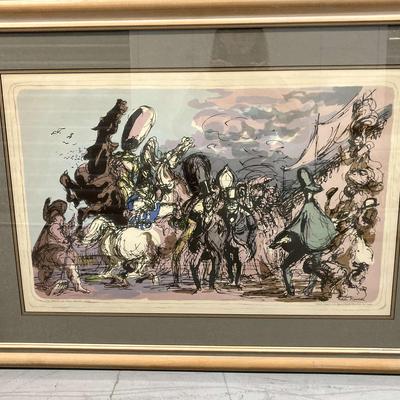 Watercolor and Ink print attributed to Topolski
