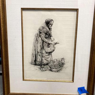 Original Custom Framed Artwork attributed to Paul Geissler