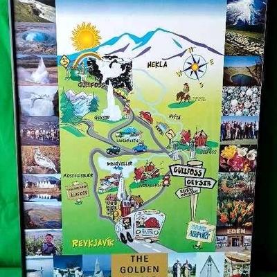Iceland Map Framed The Golden Circle