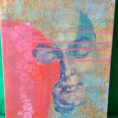 Sleeping Head Mixed Media Art Untitled