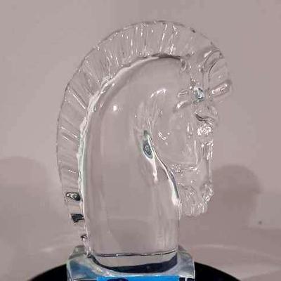 Steuben Crystal Glass Trojan Horse Head Sculpture