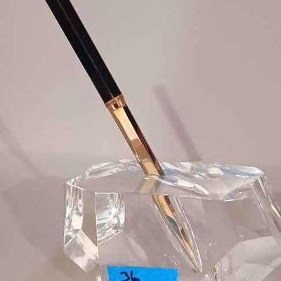 Steuben Crystal Glass Cuboid With Pierre Cardin Letter Opener