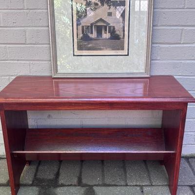 Small Bench & Framed Friends Meeting House Photograph
