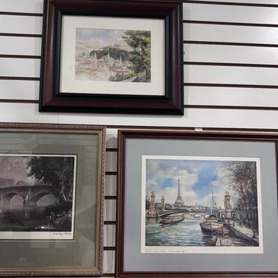 Trio of Framed Romantic Landscapes, including Bodine, Brunet & Fursthuber