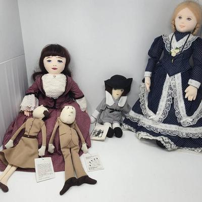 Colonial Cloth Dolls - Needle Sculpted, Hand Painted And Screen Printed "Copeless People"