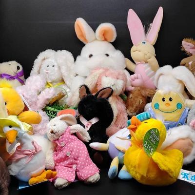 Easter Bunnies, Chick & Egg Plushies 