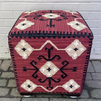 Kilim Ottoman with Brass Nailtrim