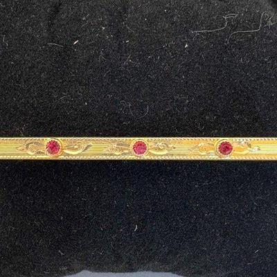 10k Gold Pin With Red Stones