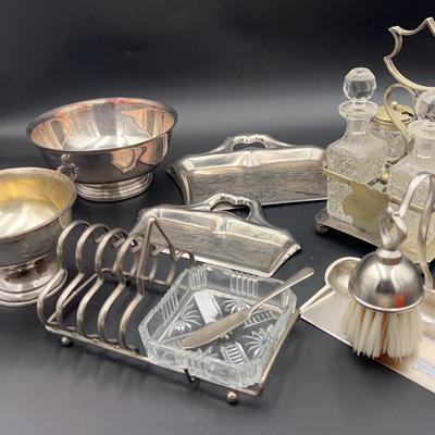 VINTAGE silver plated, toast, and jam, set table, crumb Set Bowls