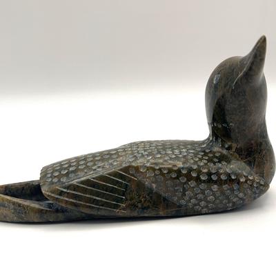 Inuit Serpentine Loon signed by artist of Cape Dorset community