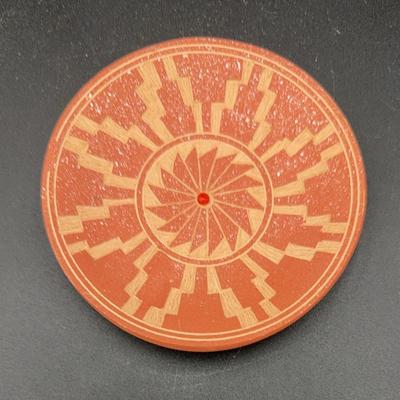 Clay Buffered Plate By Cassandra Freelong - JEMEZ Coral Center Stone In Starburst Pattern